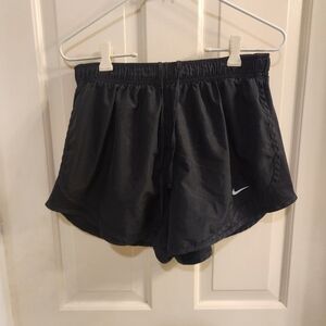 Nike running shorts size LG black with mesh panels and adjustable waist